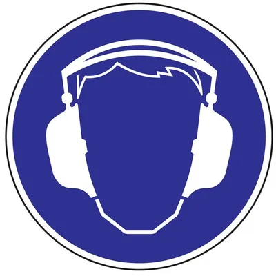 Produktbild von Gebotszeichen Gehörschutz benutzen D.200mm Kunststoffschild blau/weiß