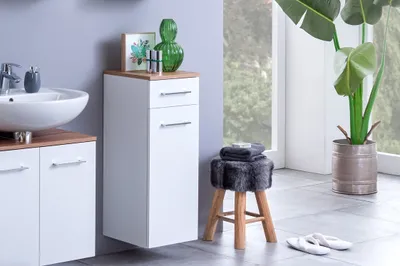 Zdjęcie produktu dla Unterschrank >Paris< in Weiß - 30x79x35cm (BxHxT)