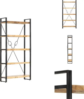 Productafbeelding van vidaXL Boekenkast met 5 vakken, 90 x 30 x 180 cm, mango massiefhout - Boekenkasten & boekenschappen