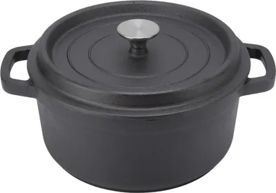Produktbild von Gusseisen Topf Dual Loop Handle 24cm Uncoated Dutch Oven Flacher Boden für Suppe Eintopf