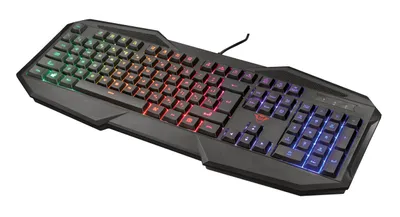 Obrázok produktu pre Trust GXT 830-RW Avonn, Plná veľkosť (100 %), Kábel, USB, Membránový spínač kláves, RGB LED, Čierna