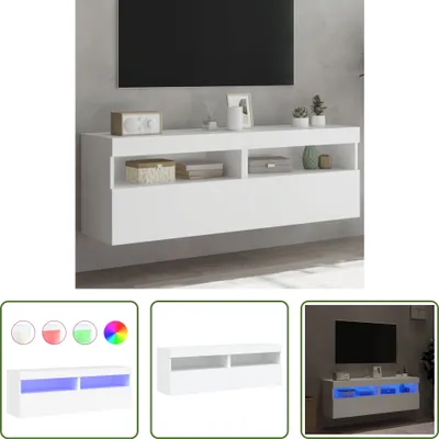 Produktbild von The Living Store TV-Wandschränke mit LED-Leuchten 2 Stk. Weiß 60x30x40 cm