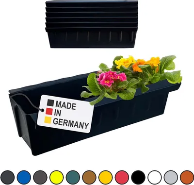 Image de Hossi's Wholesale 6 inserts de jardinières pour palettes Euro | avec système de suspension à accrocher | 37,3cm noir | jardinière pour palette Euro | jardinière de balcon | pot de fleurs | extrêmement stable