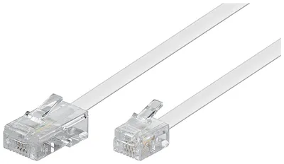 Productafbeelding van Telefoonkabel RJ11 naar RJ45, Wit, 3 m - Platte kabel voor modem en fax