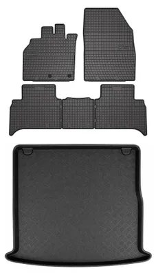 Productafbeelding van Rubberen automatten + kofferbakmat voor Renault Grand Scenic III 2009-2016 – 6-delig, zwart, op maat – Wielganizator SolidPRO