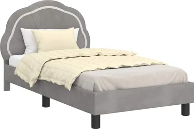 Produktbild von Kinderbettgestell mit Kopfteil Hellgrau 80 x 160 cm Samt