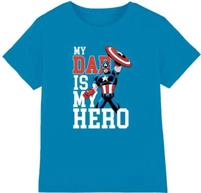 Image de Captain America - "My Dad Is My Hero" T-Shirt pour enfant TV29081 (116) (Saphir)