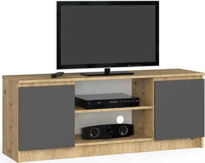 Produktbild von TV Schrank AKORD Fernsehkommode 140cm Eiche Artisan, Graphit B140 x H55 x T40cm