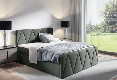 Obrázek produktu pro Manželská postel GISELA LUX - 200x200, šedá + topper