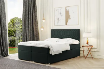 Produktbild von Boxspringbett Schlafzimmerbett DUSTY 120x200cm in Stoff Riviera Grün