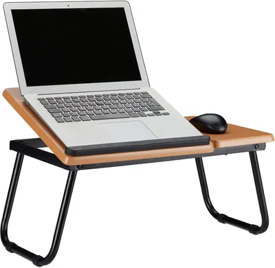 Image de Support pour ordinateur portable - Angle réglable - Ergonomique - 23,5 x 56,3 x 31,6 cm - Idéal pour canapé, lit - Table pour ordinateur portable - Naturel