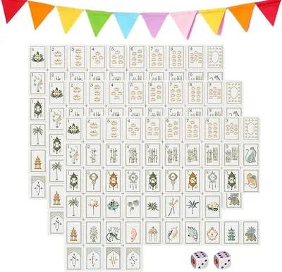 Imagen del producto de Juego de mahjong americano de acrílico grabado, con 160 fichas y dados