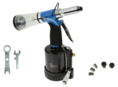 Immagine prodotto di Rivettatrice pneumatica professionale con raccolta automatica steli dei rivetti, 3 2.4-6.4 mm Geko