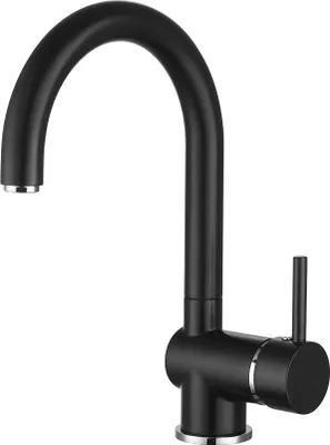 Produktbild von sanicomfort Küchenarmatur PRAG 2 schwarz matt – Spültischarmatur mit Einhebelmischer, 360° schwenkbar – Wasserhahn Küche aus Messing – Hochdruck Armatur für Spüle, modern & langlebig