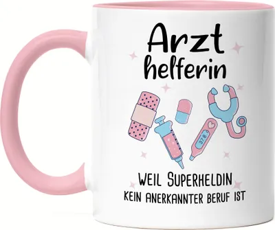 Produktbild von Arzthelferin Weil Superheldin Kein Anerkannter Beruf Ist Tasse Rosa Geschenk Danke Sagen