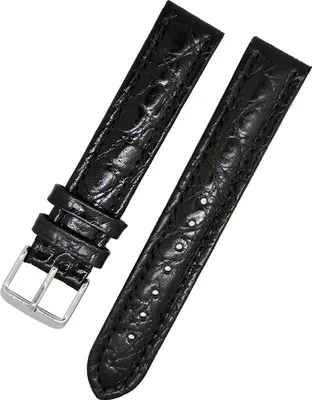 Produktbild von Uhrenarmband Kalbleder schwarz 22mm Kroko Struckturleder