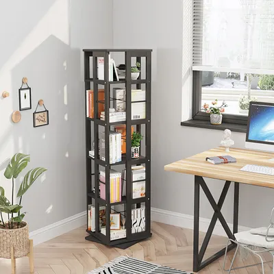 Produktbild von 360Home 360° drehbarer Bücherregal Metallrahmen Schwarz 5 Ebenen