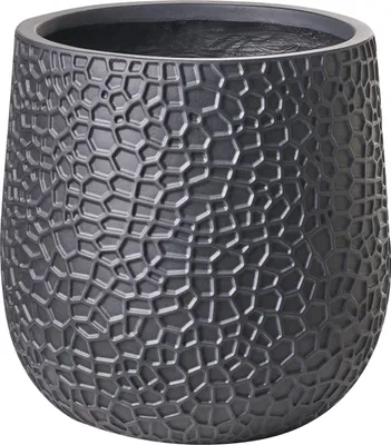 Produktbild von BELIANI Blumentopf Schwarz Lehm-Faser-Mischung Rund 41x41x43 cm Modernes Design Großer Blumenkübel Übertopf Blumentrog Pflanzgefäß Indoor & Outdoor