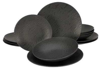 Produktbild von CreaTable, 20540, Schiefer Black, Tellerset 12-tlg, Steinzeug