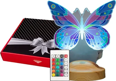 Produktbild von GESCHENKELAMPE Schmetterling Butterfly Lampe mit 3D LED Nachttischlampe mehrfarbig Nachtlicht