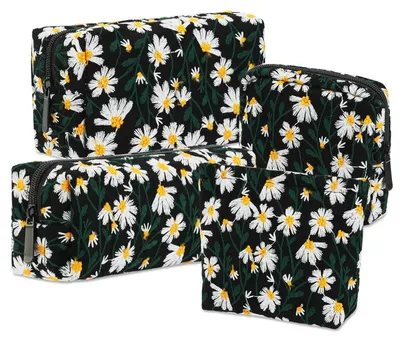 Immagine prodotto di Omgoods - Set di 4 borsette da viaggio per articoli da toilette - Organizzatore per cosmetici con motivo floreale