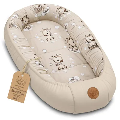 Produktbild von Babynest babynestchen geborene 90 x 50 cm baby nestchen tragbar nest für bett kinder kuschelnest coccon für Jungen und Mädchen Giraffen