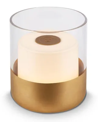 Zdjęcie produktu dla Lampa stołowa LED BRILONER, akumulator, ciepłe białe światło, ściemniana, IP44, dotykowa, kolor złoty 9 x 10 cm