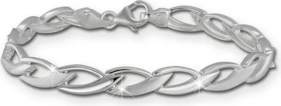 Productafbeelding van SilberDream damesarmband, gevlochten sterling zilver, mat, 19 cm, zilver, SDA438J