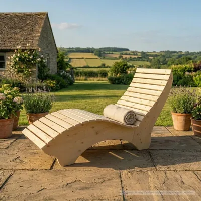 Produktbild von Holzliege Wellenliege Waldsofa Relaxliege Gartenliege "Ruhe-Vroni" (Fichte) Breite 70cm Himmelsliege Himmelsliege