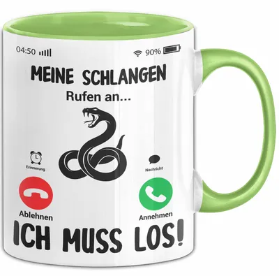 Produktbild von Meine Schlangen Rufen An... Ich Muss Los Tasse Geschenk Für Schlangen Liebhaber Geschenkidee Kaffee-Becher (Grün)