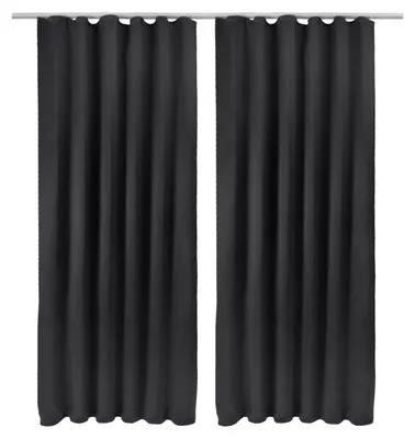 Produktbild von Beautissu 2er Set Blackout Vorhang Blickdicht Schwarz Amelie BK, 140x245cm