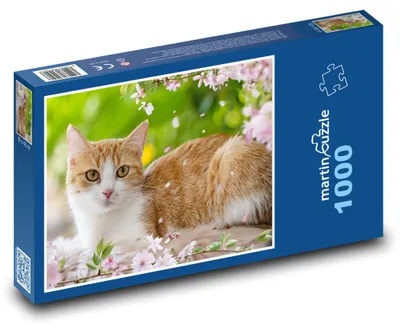 Produktbild von Puzzle 1000 Katze zwischen Blüten - martinpuzzle
