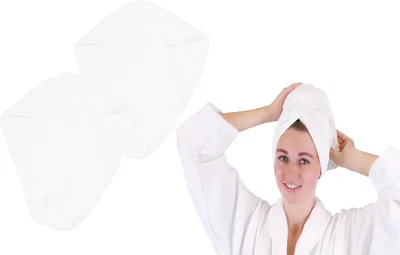 Produktbild von Betz 2 Stück Frottee Haarturban BERLIN Turban mit Knopf 100% Baumwolle – Farbe: weiss