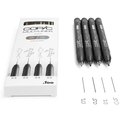 Immagine prodotto di COPIC® 22075634 COPIC® Multiliner Fineliner farbsortiert 0.3 + 0.5 mm, 4 St.