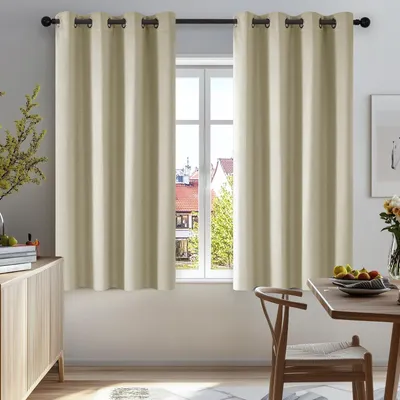 Immagine prodotto di Tende oscuranti per protezione dal freddo, ideali per la cameretta dei bambini, opache, beige, set da 2, dimensioni 138x117 cm