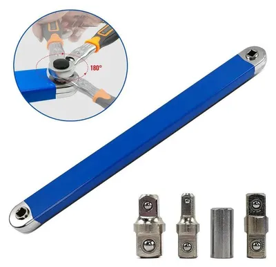 Produktbild von Verbesserter, schlagfester Verlängerungsschlüssel mit Versatz, Verlängerungsschlüssel-Set für schwer zugängliche Stellen mit vielseitigen 1/2", 1/4" und 3/8" Vierkantantriebsadaptern, Universal-Verlängerungsschlüssel für schwer zugängliche Befestigungselemente