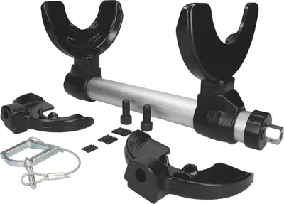 A set of spring compressors and accessories laid out on a white background.