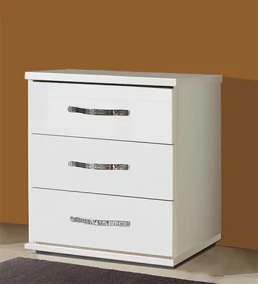 Image de Commode à tiroirs Trio, blanc / blanc brillant, 46 cm