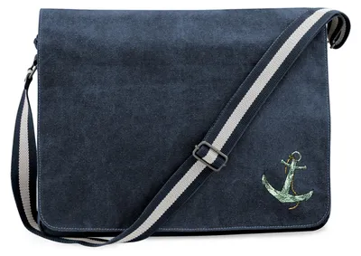 Produktbild von Huuraa Umhängetasche Anker Anchor 14 Liter Vintage Navy Canvas Laptoptasche Geschenkidee