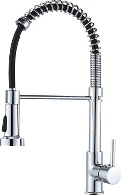 Immagine prodotto di Rubinetto da cucina con doccetta estraibile, rubinetto girevole a 360 gradi, miscelatore da cucina con doccetta estraibile per bagno (cromato)