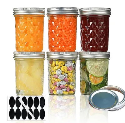 Produktbild von Set aus 6 Einmachgläsern mit Deckel zum Einkochen und Aufbewahren