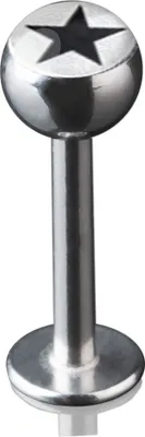 Produktbild von viva-adorno 1,2 x 8mm Lippen Piercing Stecker Labretstecker 316L Chirurgenstahl 20 verschiedene Motive Picture Logo Z379,S2 Stern schwarz