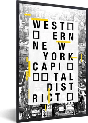Produktbild von MuchoWow® MuchoWow® Gerahmtes Poster New York - Schwarz - Weiß 40x60 cm - Poster mit zchwarzem Bilderrahmen - Papierdruck - Wandbilder
