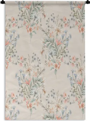 Produktbild von MuchoWow® Wandteppich Wandbehang Blumen - Rosa - Blätter 60x90 cm Tapisserie Dekoration Wandtuch - Foto-Teppich - Abwaschbar
