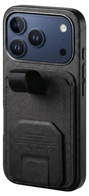 Produktbild von Avizar, Hülle für iPhone 17 Pro Stoffeffekt mit Ständer und Kartenfach, Schwarz