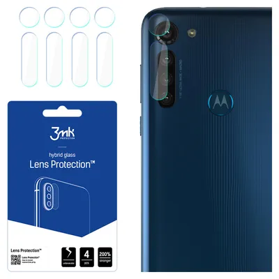 Productafbeelding van 3mk Hybride glazen lensbescherming voor de camera van de Motorola Moto G8 Power. Beschermt de camera lens. 0,16 mm dik, hardheid 6H. (4 stuks)