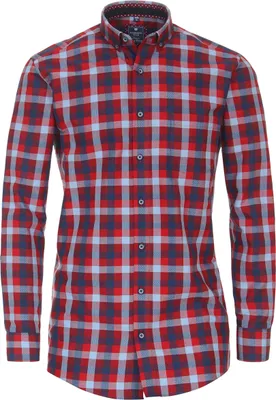 Produktbild von REDMOND Übergrößen Langarmhemd Rot/Blau kariert 2XL Comfort Fit