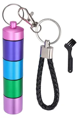 Immagine prodotto di Tubo portaoggetti in metallo, portachiavi, 4 scomparti, impermeabile, portatile, contenitore da viaggio, verde, blu, viola, rosa