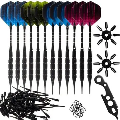 Produktbild von 12 Dartpfeilen, 100 Softspitzen, 2 Flugschützern, 20 O-Ringen und 1 Multitool Dartset