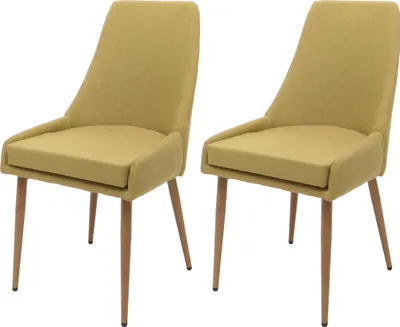 Produktbild von 2er-Set Esszimmerstuhl HWC-O27, Küchenstuhl Polsterstuhl Stuhl, Stoff/Textil (280g/m²) Metall  grün